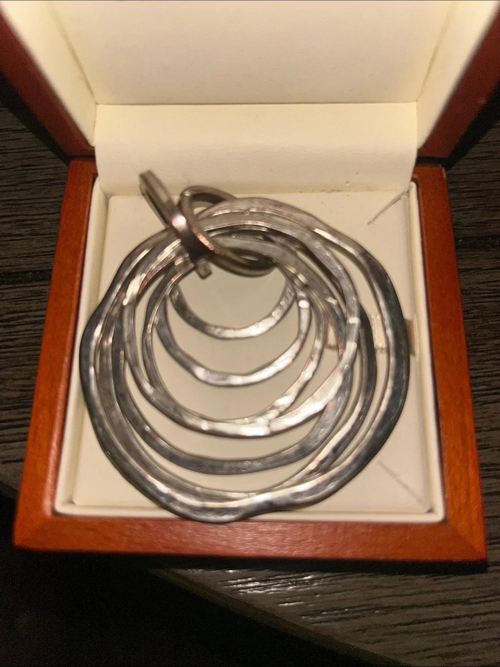 Silver Multi-Ring Pendant Necklace - Women Jewelry